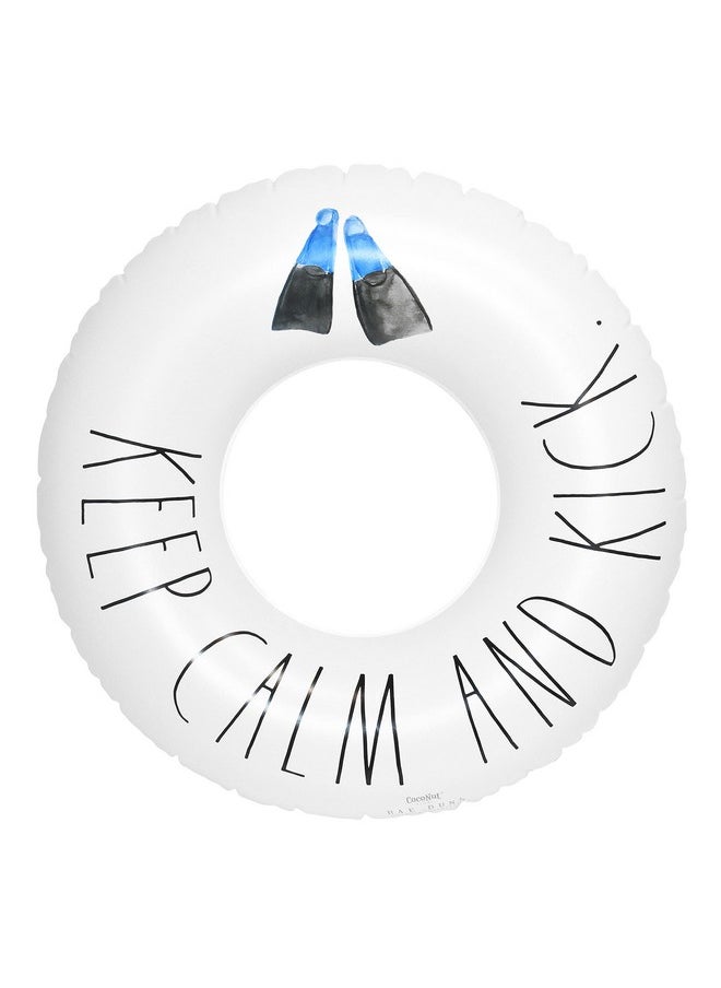Rae Dunn x CocoNut Float Junior Ring Float - Keep Calm and Kick Theme - 32 Inch Inflatable Raft & Durable Water Inner Tube - Stable Ride-On for Summer Parties & Swim Events