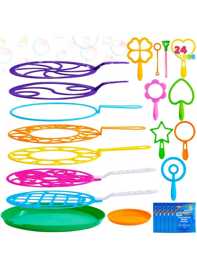 JOYIN Big Bubble Wands Set Bulk for Kids Summer Outdoor Activity Party Favors, 18 Pcs Giant Bubble Maker with Tray, 12