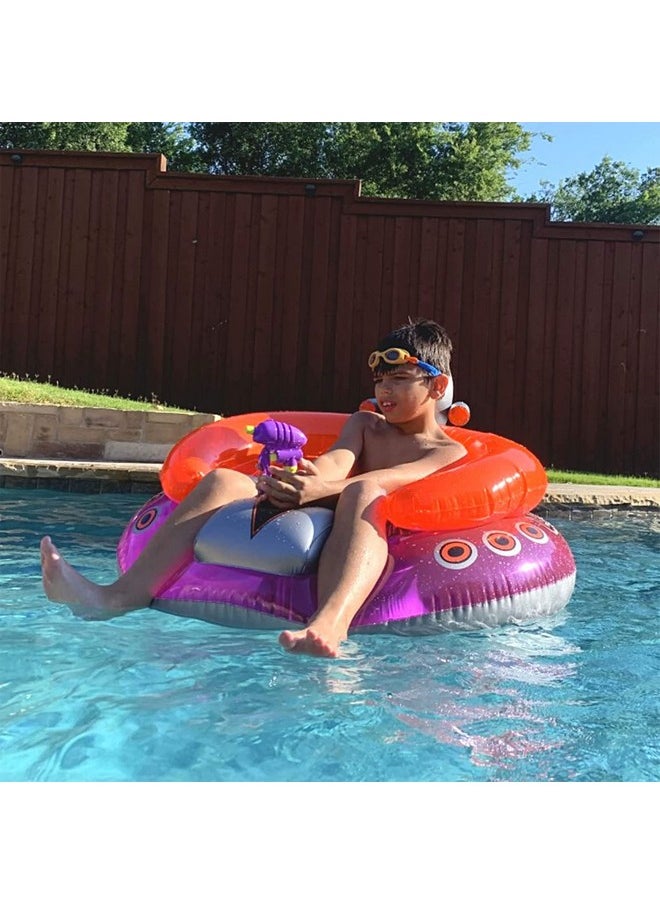SWIMLINE ORIGINAL Inflatable UFO Spaceship Pool Float Ride On With Fun Constant Flow Laser Ray Gun Water Squirter For Kids | Cool Retro Style | For Beach Ocean Pool Lake | Extra Thick Large Floatie