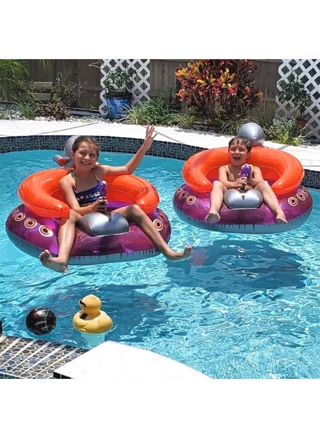 SWIMLINE ORIGINAL Inflatable UFO Spaceship Pool Float Ride On With Fun Constant Flow Laser Ray Gun Water Squirter For Kids | Cool Retro Style | For Beach Ocean Pool Lake | Extra Thick Large Floatie
