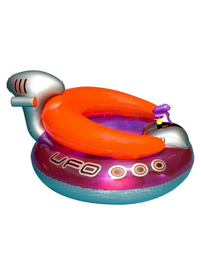 SWIMLINE ORIGINAL Inflatable UFO Spaceship Pool Float Ride On With Fun Constant Flow Laser Ray Gun Water Squirter For Kids | Cool Retro Style | For Beach Ocean Pool Lake | Extra Thick Large Floatie