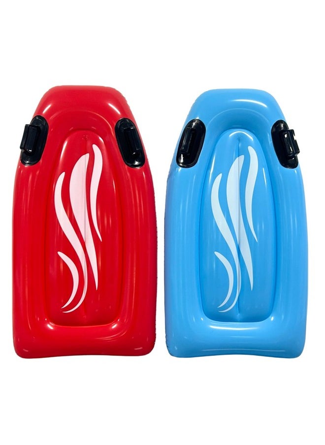 2 Pack Inflatable Boogie Boards for Beach - Inflatable Body Board with Handles for Water Slides for Kids & Adult, Blow Up Surfboard, Surf Floating Pool Float for Beach & Pool Floats by 4E's Novelty