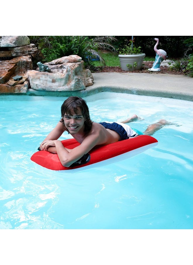 2 Pack Inflatable Boogie Boards for Beach - Inflatable Body Board with Handles for Water Slides for Kids & Adult, Blow Up Surfboard, Surf Floating Pool Float for Beach & Pool Floats by 4E's Novelty