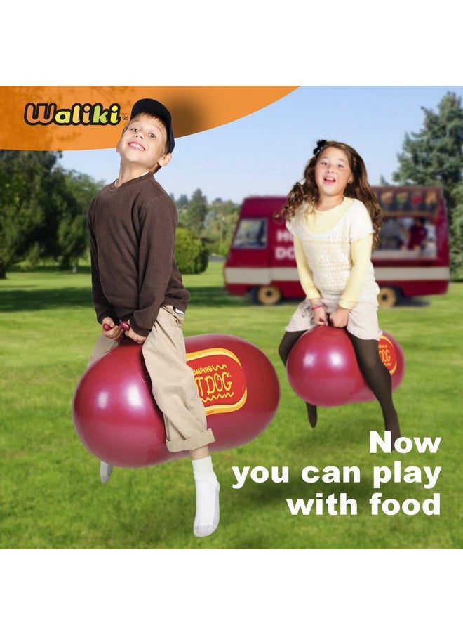 WALIKI Toys Jumping Hot Dog Ages 4-9 (Hippity Hop Ball, Hopping Ball, Bouncy Ball with Handles, Sit & Bounce, Bouncy Horse, Jumping Ball, Hopper Ball, Pump Included)