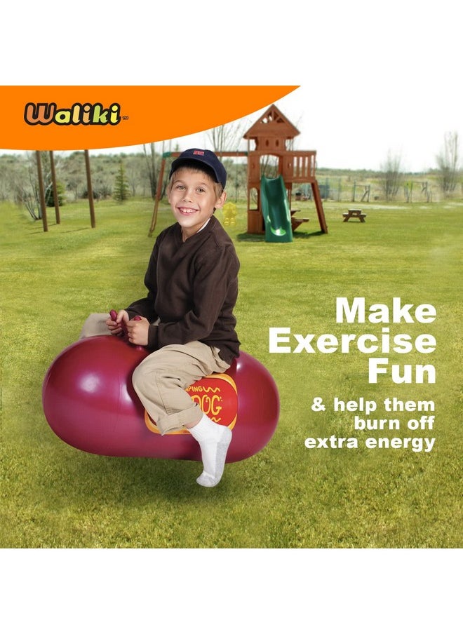 WALIKI Toys Jumping Hot Dog Ages 4-9 (Hippity Hop Ball, Hopping Ball, Bouncy Ball with Handles, Sit & Bounce, Bouncy Horse, Jumping Ball, Hopper Ball, Pump Included)