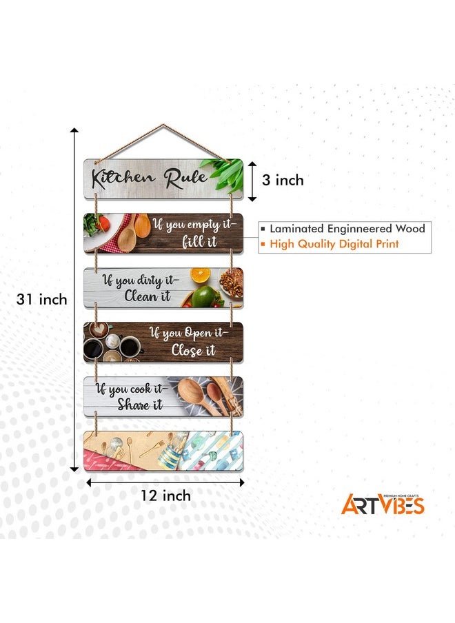 Artvibes Decorative Wall Hanging Decoration item for Kitchen | Bedroom| Kitchen Quotes items | Wall Art For Hall | Mdf Wall Hanger, Set of 6(WH_3265N),Engineered Wood