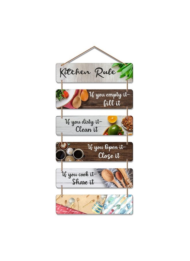 Artvibes Decorative Wall Hanging Decoration item for Kitchen | Bedroom| Kitchen Quotes items | Wall Art For Hall | Mdf Wall Hanger, Set of 6(WH_3265N),Engineered Wood