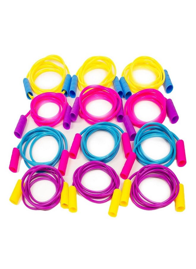 Boley Kids Jump Rope Set - 12 Pack, 7ft Durable Skipping Ropes with Non-Slip Handles for Boys & Girls, Fun Outdoor Activity, Assorted Vibrant Colors, Child-Safe Exercise Equipment