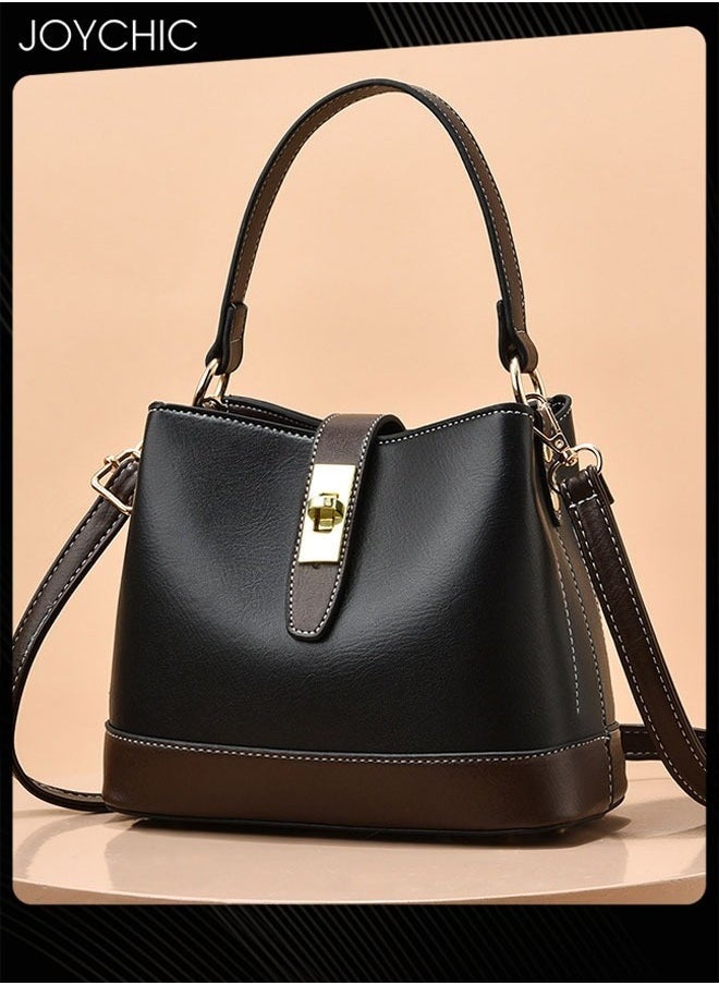 Women Shoulder Bag Ladies Vintage PU Leather Waterproof and Wear-resistant Zipper Multifunction Crossbody Bag