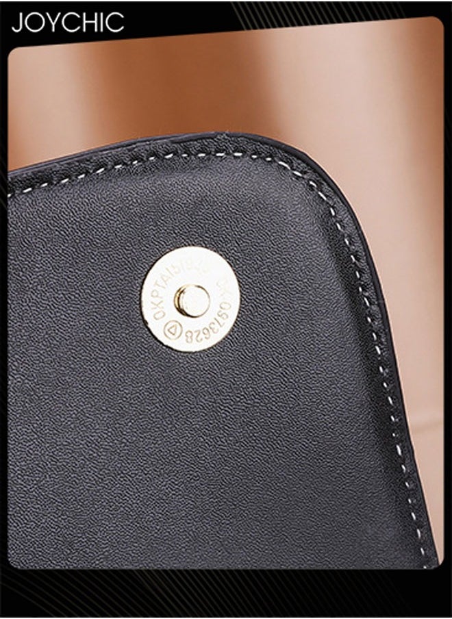 Women Small Shoulder Bag Ladies Vintage PU Leather Waterproof and Wear-resistant Zipper Multifunction Crossbody Bag Black
