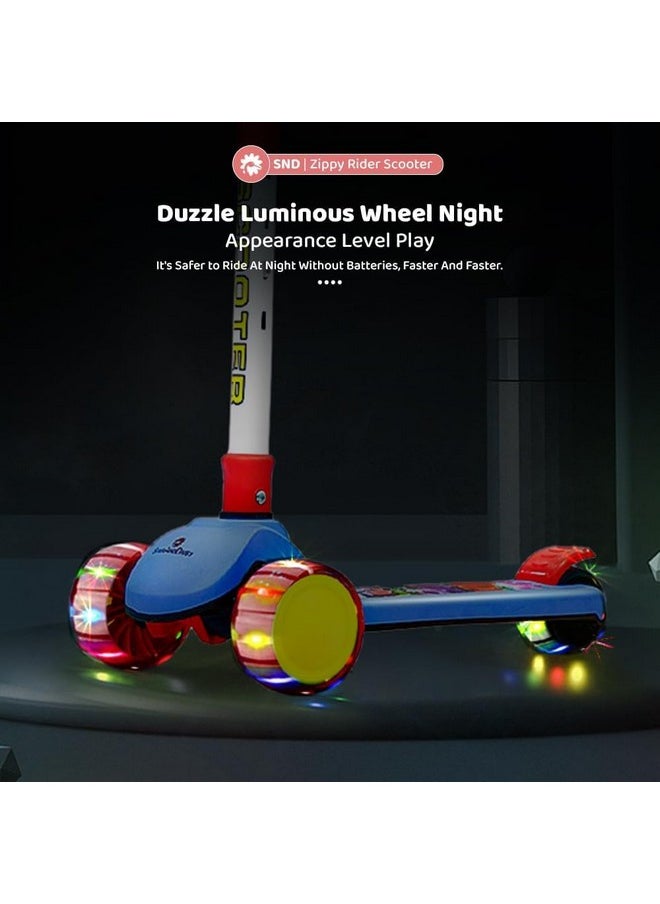 StarAndDaisy Kick Scooter for Kids 3+ Years / 3 Wheels Kids Scooter with LED Light, 4-Level Height Adjustable Handle, Foldable Design, Extra-Wide Deck, Rear Break (Red)