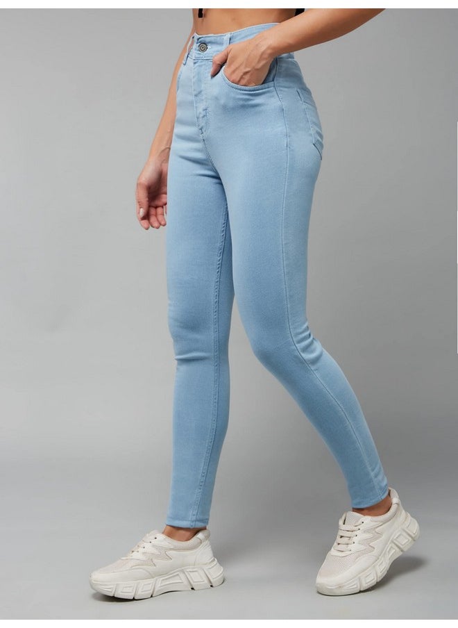 Miss Chase Women's Skinny High Rise Distressed Regular Length Denim Jeans (MCAW18DEN02-79-158-34, Light Blue, 34)