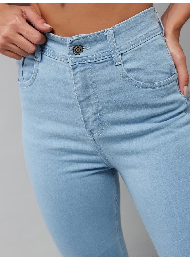 Miss Chase Women's Skinny High Rise Distressed Regular Length Denim Jeans (MCAW18DEN02-79-158-34, Light Blue, 34)