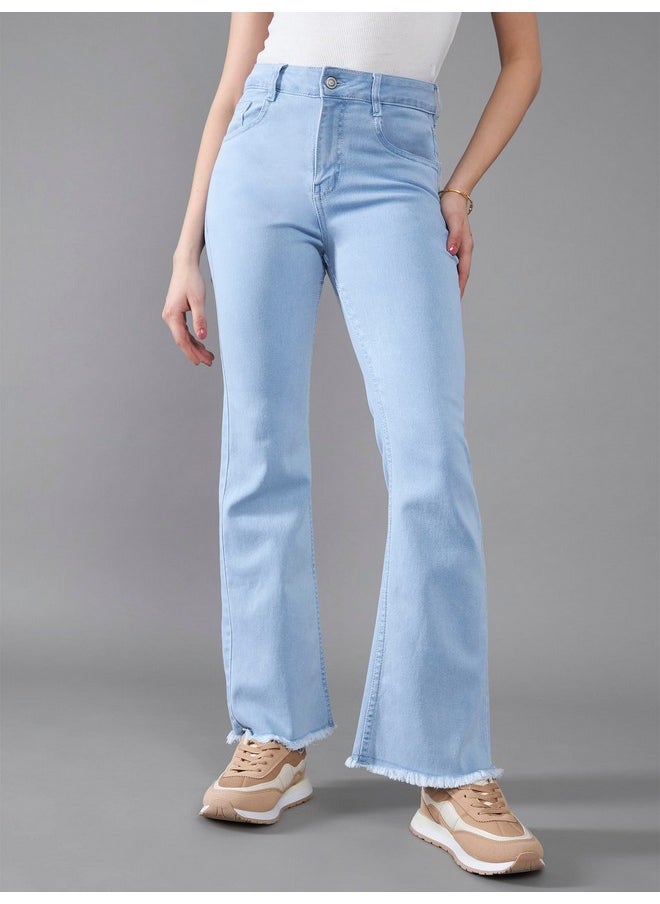 Miss Chase Women's Boot Cut High/Mid Rise Clean Look Regular/Cropped Stretchable Denim Jeans (Plus (MCSS24DEN79-03-158-28, Light Blue, 28)