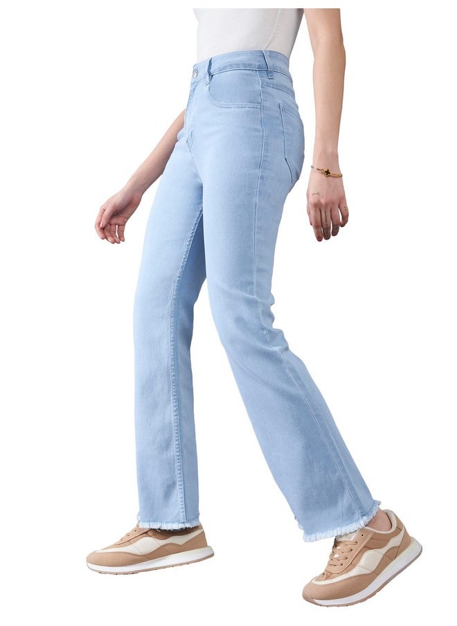 Miss Chase Women's Boot Cut High/Mid Rise Clean Look Regular/Cropped Stretchable Denim Jeans (Plus (MCSS24DEN79-03-158-28, Light Blue, 28)