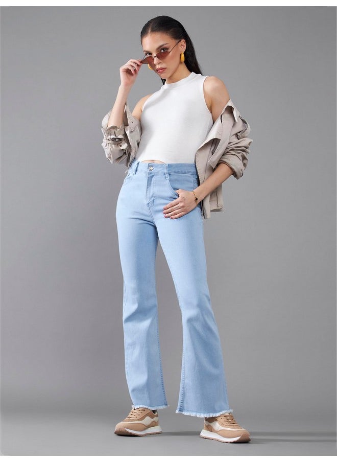 Miss Chase Women's Boot Cut High/Mid Rise Clean Look Regular/Cropped Stretchable Denim Jeans (Plus (MCSS24DEN79-03-158-28, Light Blue, 28)