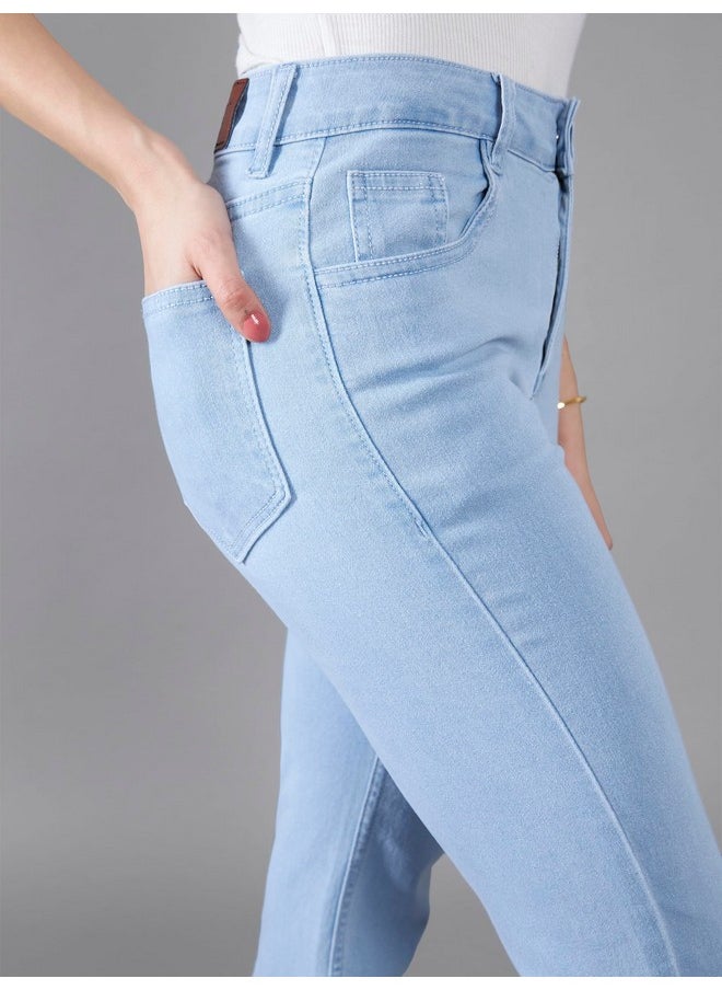 Miss Chase Women's Boot Cut High/Mid Rise Clean Look Regular/Cropped Stretchable Denim Jeans (Plus (MCSS24DEN79-03-158-28, Light Blue, 28)