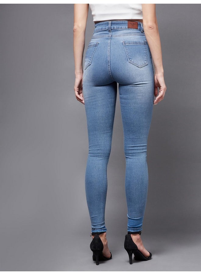 Miss Chase Women's Skinny High Rise Clean Look Stretchable Denim Jeans (MCSS21DEN99-38-318-36, Charlotte Blue, 36)
