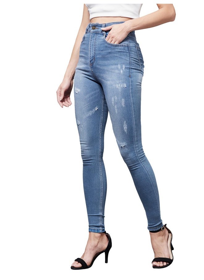 Miss Chase Women's Skinny High Rise Clean Look Stretchable Denim Jeans (MCSS21DEN99-38-318-36, Charlotte Blue, 36)
