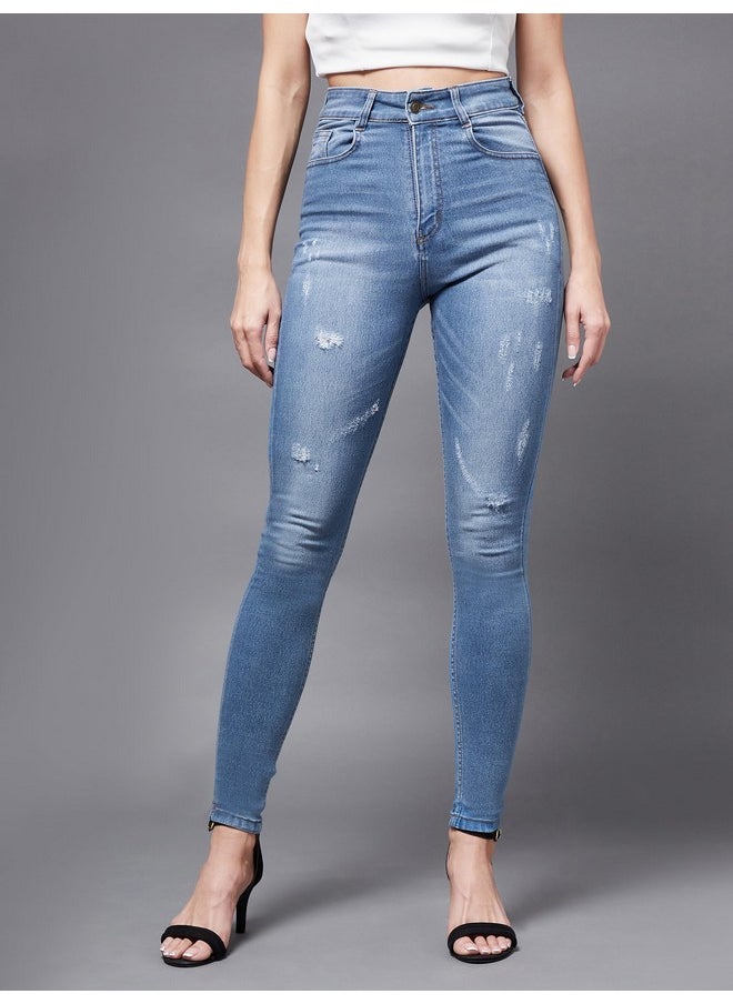 Miss Chase Women's Skinny High Rise Clean Look Stretchable Denim Jeans (MCSS21DEN99-38-318-36, Charlotte Blue, 36)