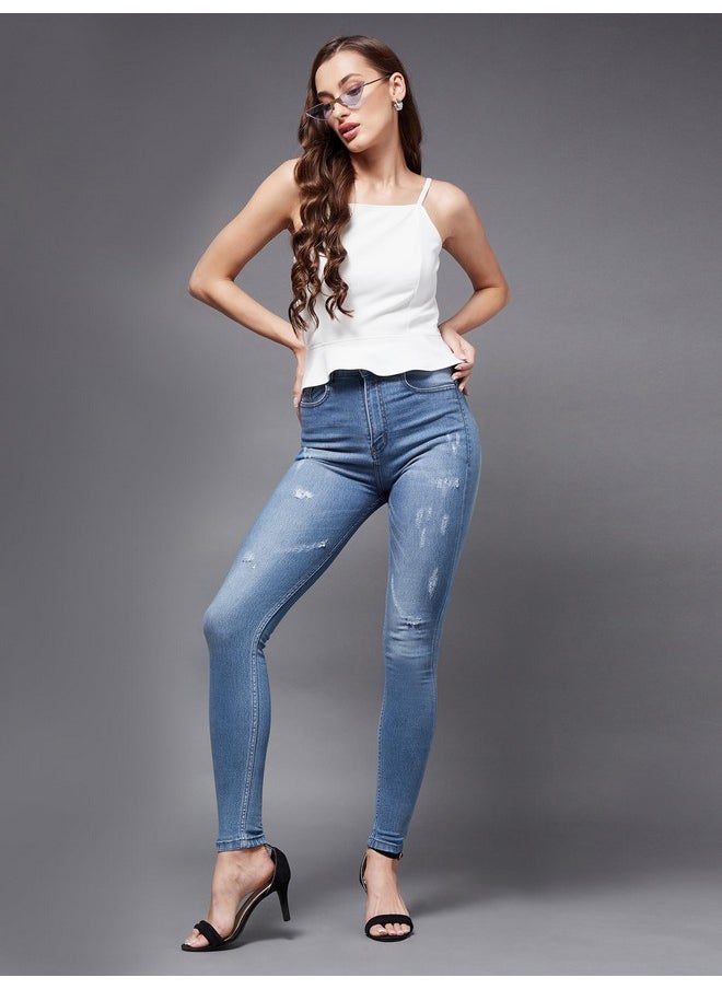 Miss Chase Women's Skinny High Rise Clean Look Stretchable Denim Jeans (MCSS21DEN99-38-318-36, Charlotte Blue, 36)