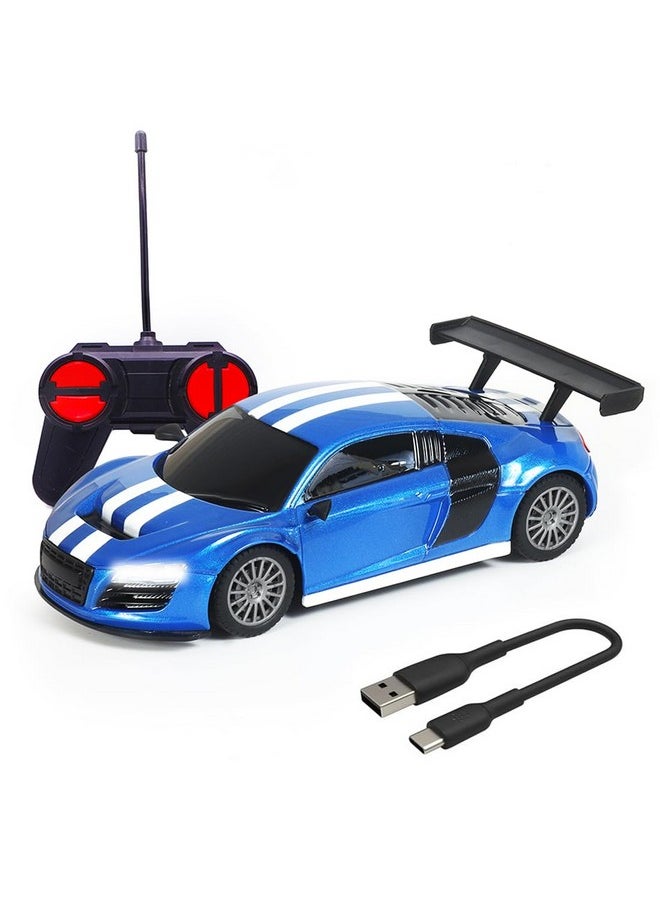 Wembley Remote Control Car High Speed Mini 1:24 Scale Type-C USB Rechargeable Racing RC Cars for Kids - Blue White