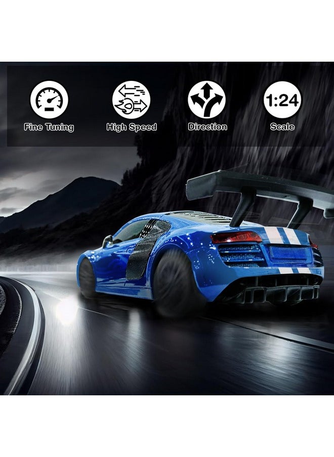 Wembley Remote Control Car High Speed Mini 1:24 Scale Type-C USB Rechargeable Racing RC Cars for Kids - Blue White