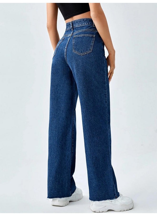 KOTTY Women's High Rise Cotton Lycra Blend Ankle Length Relaxed Fit Jeans