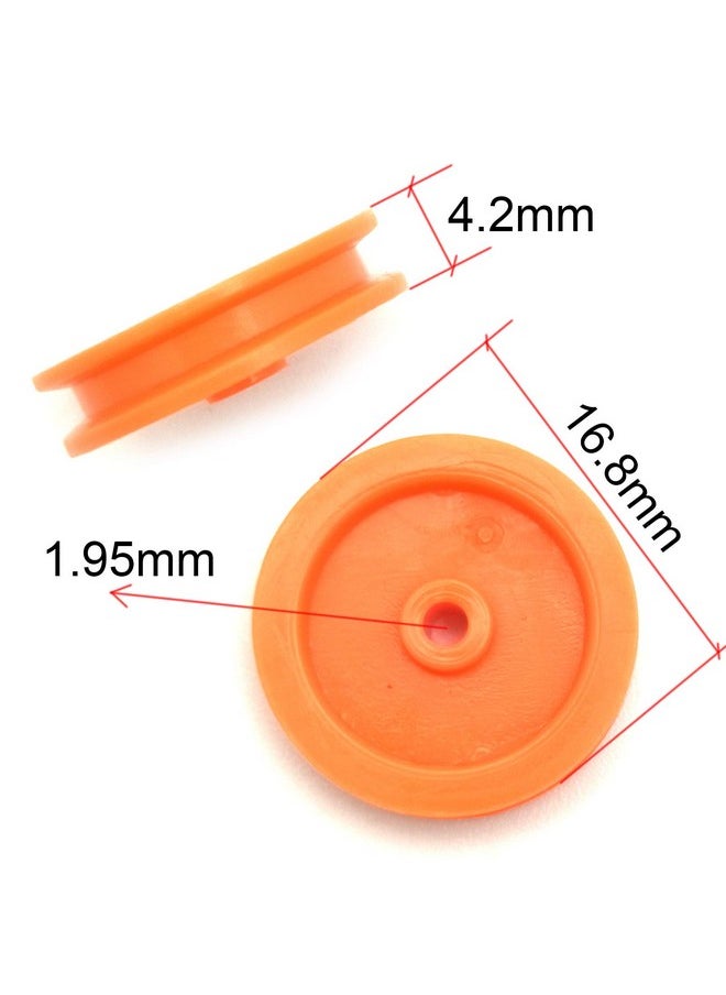 EUDAX 100 Pcs 2mm Hole Orange Plastic Belt Pulley for DIY RC Toy Car Airplane