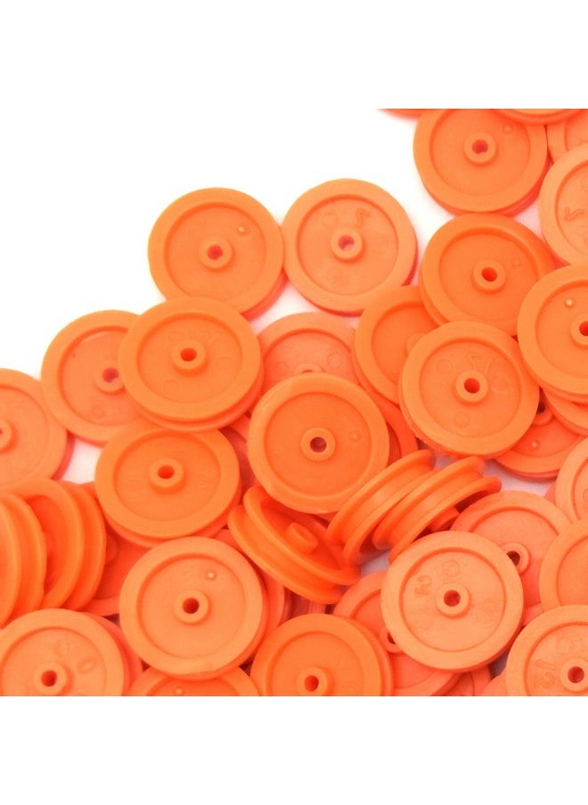 EUDAX 100 Pcs 2mm Hole Orange Plastic Belt Pulley for DIY RC Toy Car Airplane