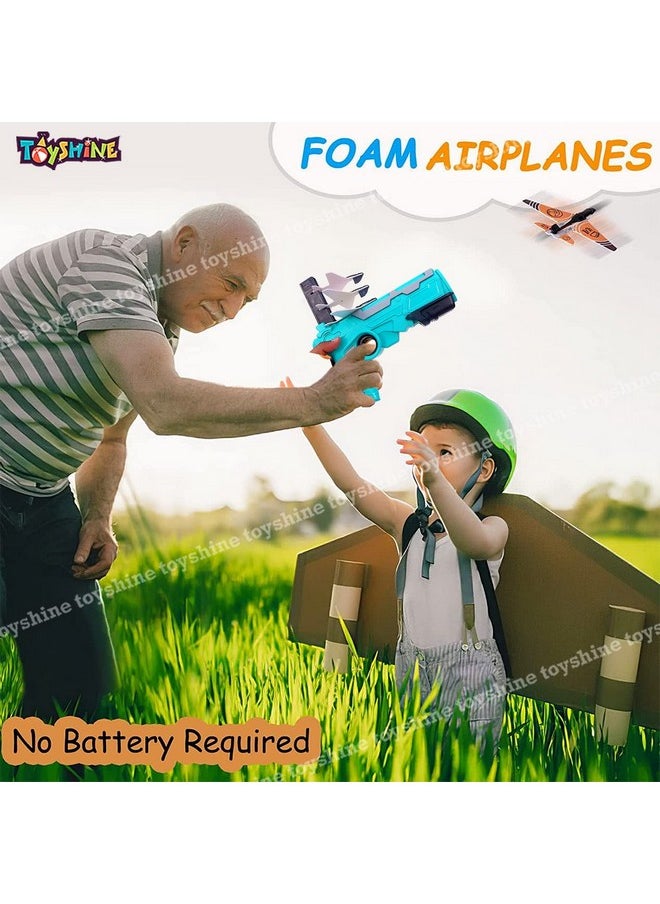 Toyshine Airplane Launcher Toy Catapult Plane Gun for Kids Outdoor Toy, One-Click Ejection, 4 Pcs Glider Foam Planes, Toy Airplanes Birthday Gifts, Multi-Color