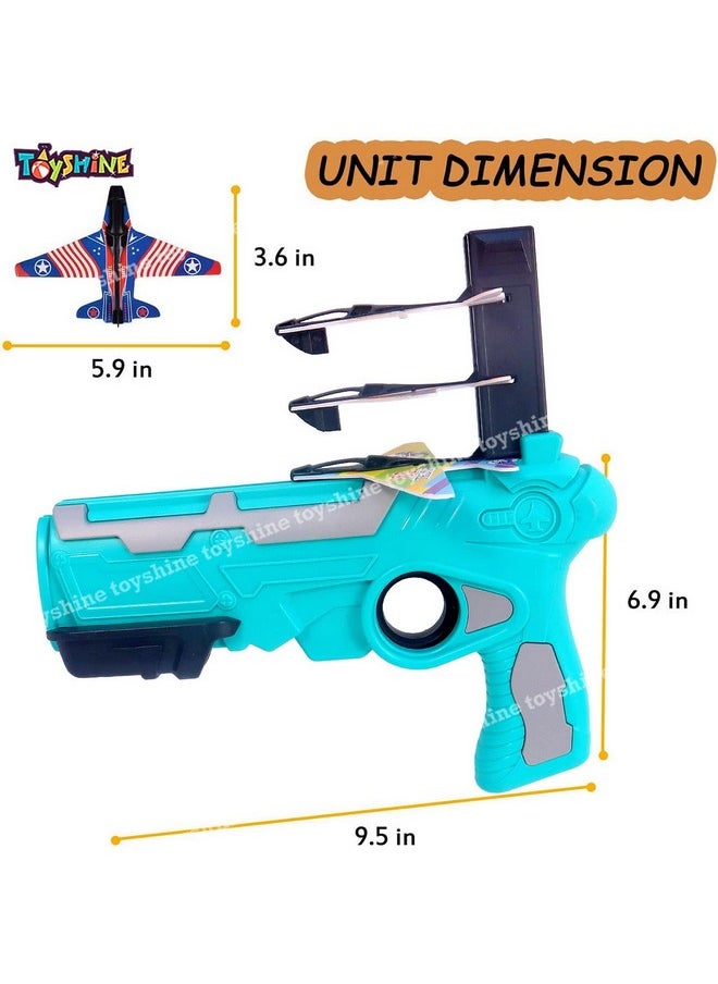 Toyshine Airplane Launcher Toy Catapult Plane Gun for Kids Outdoor Toy, One-Click Ejection, 4 Pcs Glider Foam Planes, Toy Airplanes Birthday Gifts, Multi-Color