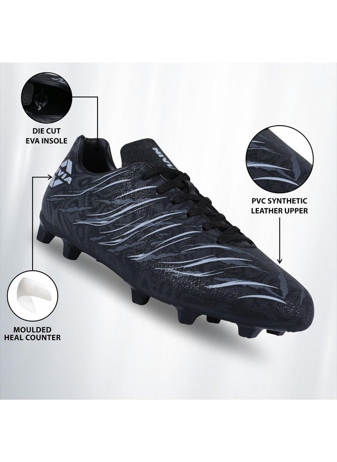 Nivia Carbonite 6.0 Football Stud for Men (Solid Black) Size - UK10