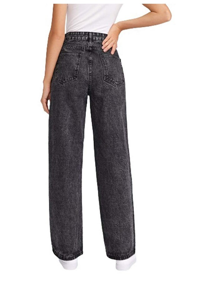 KOTTY Womens High Rise Cotton Lycra Jeans(Aw_Black,28) Relaxed