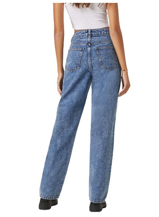 KOTTY Womens High Rise Cotton Lycra Jeans(Aw_Blue,30) Relaxed