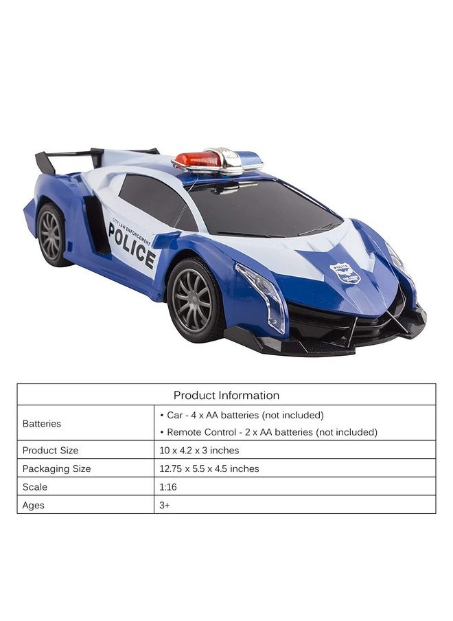 Vokodo Police Rc Car Toy Super Exotic Large Remote Control Sports Car With Working Headlights, Police Lights, Race Car Toy (Blue), Adult,Kid