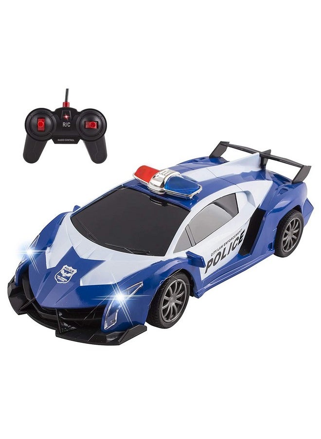 Vokodo Police Rc Car Toy Super Exotic Large Remote Control Sports Car With Working Headlights, Police Lights, Race Car Toy (Blue), Adult,Kid