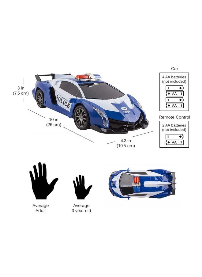 Vokodo Police Rc Car Toy Super Exotic Large Remote Control Sports Car With Working Headlights, Police Lights, Race Car Toy (Blue), Adult,Kid