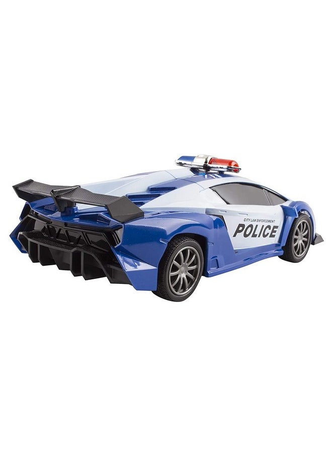 Vokodo Police Rc Car Toy Super Exotic Large Remote Control Sports Car With Working Headlights, Police Lights, Race Car Toy (Blue), Adult,Kid