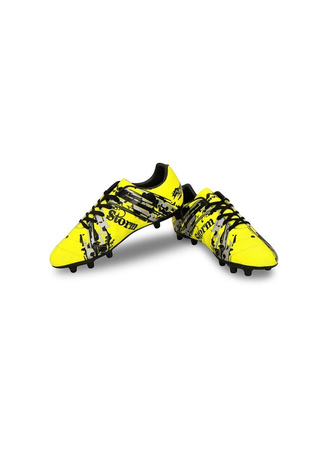 Nivia Storm Football Shoe for Mens | TPU Sole with PVC Synthetic Leather Upper for Hard and Grassy Surfaces Suitable for Sports, Die Cut Soft Cushion, Light Weight Insole (Yellow) UK - 7