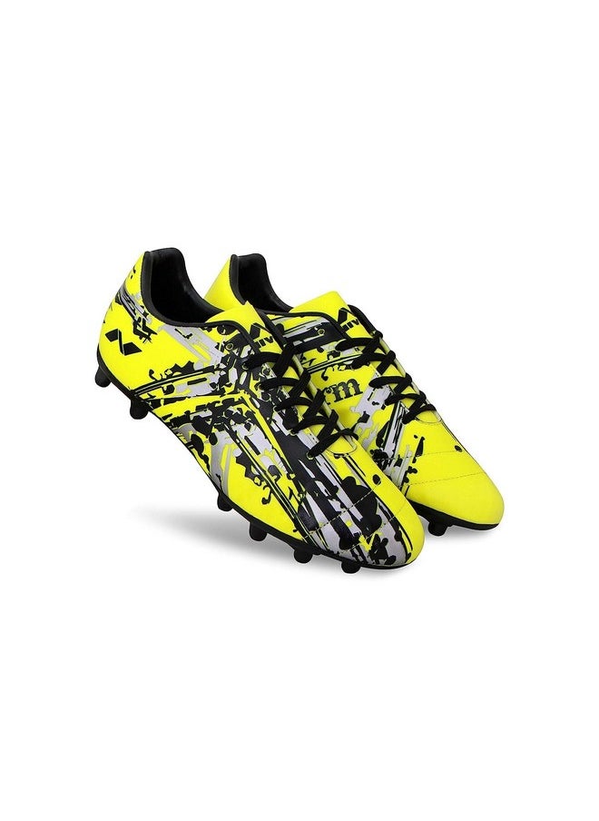 Nivia Storm Football Shoe for Mens | TPU Sole with PVC Synthetic Leather Upper for Hard and Grassy Surfaces Suitable for Sports, Die Cut Soft Cushion, Light Weight Insole (Yellow) UK - 7