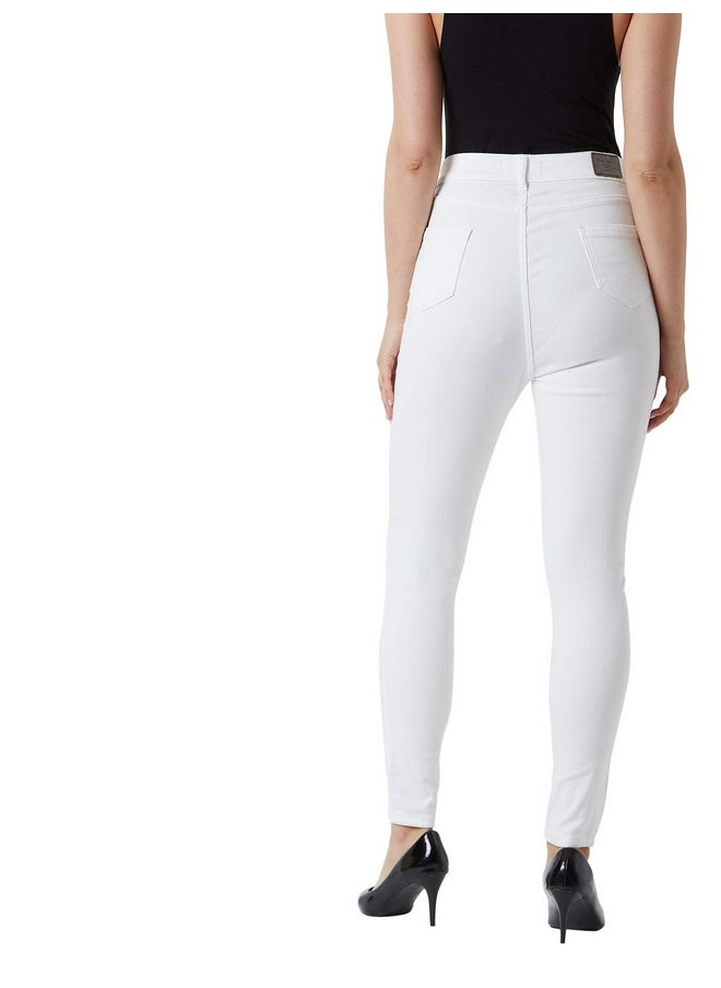 Miss Chase Women's Denim Skinny Fit High Rise Jeans(MCSS19DEN08-41-82-32,White,32)