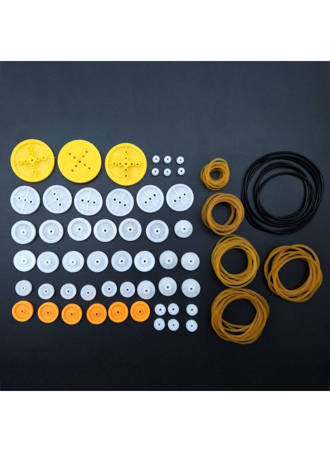 EUDAX 2mm Hole Plastic Belt Pulley Gears Combination Modulus Package Rubber Belts Band Plastic Model Accessories for DIY Robots Cars RC Toy Car Airplane