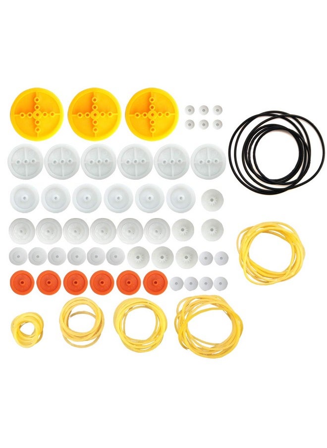 EUDAX 2mm Hole Plastic Belt Pulley Gears Combination Modulus Package Rubber Belts Band Plastic Model Accessories for DIY Robots Cars RC Toy Car Airplane