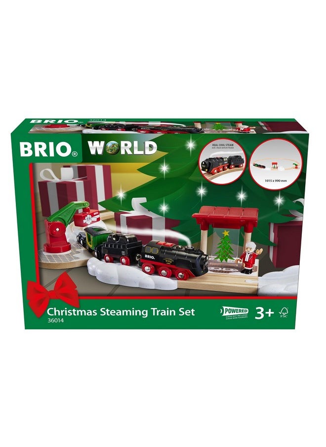 BRIO World - 36014 Christmas Steaming Train Set | 27-Piece Kid-Friendly Set | Age 3+ Compatible | FSC-Certified Beech Wood | Complements All BRIO Railway Sets & Accessories | Multicolor