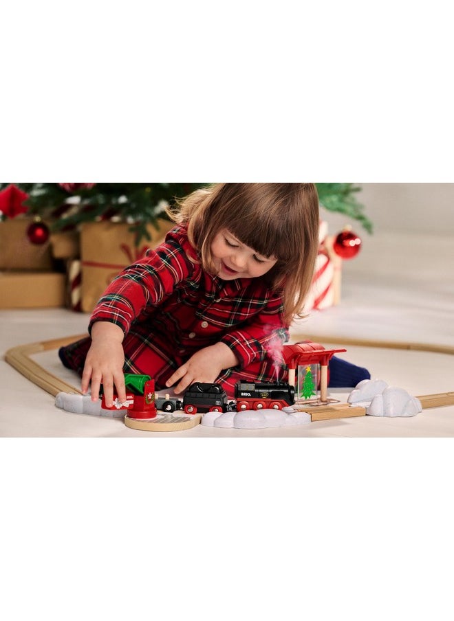 BRIO World - 36014 Christmas Steaming Train Set | 27-Piece Kid-Friendly Set | Age 3+ Compatible | FSC-Certified Beech Wood | Complements All BRIO Railway Sets & Accessories | Multicolor