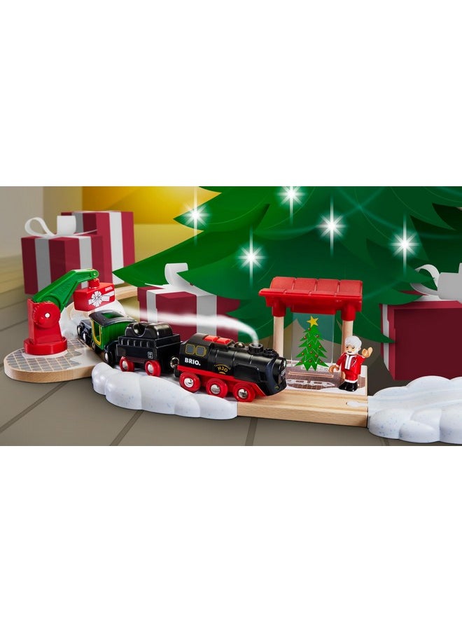 BRIO World - 36014 Christmas Steaming Train Set | 27-Piece Kid-Friendly Set | Age 3+ Compatible | FSC-Certified Beech Wood | Complements All BRIO Railway Sets & Accessories | Multicolor