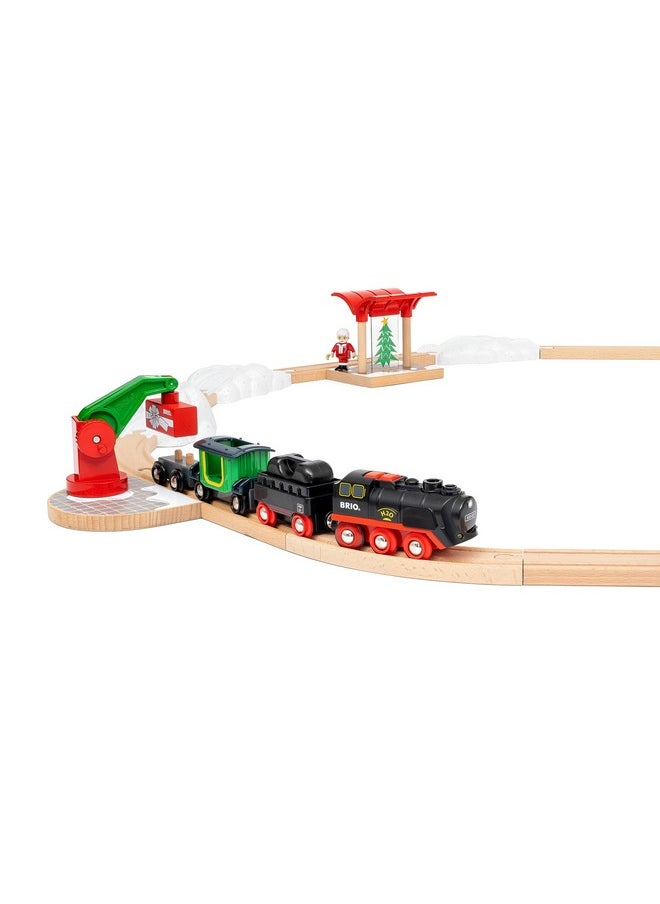 BRIO World - 36014 Christmas Steaming Train Set | 27-Piece Kid-Friendly Set | Age 3+ Compatible | FSC-Certified Beech Wood | Complements All BRIO Railway Sets & Accessories | Multicolor