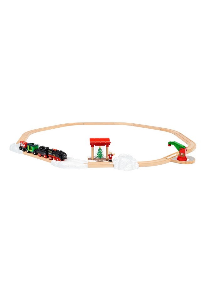 BRIO World - 36014 Christmas Steaming Train Set | 27-Piece Kid-Friendly Set | Age 3+ Compatible | FSC-Certified Beech Wood | Complements All BRIO Railway Sets & Accessories | Multicolor