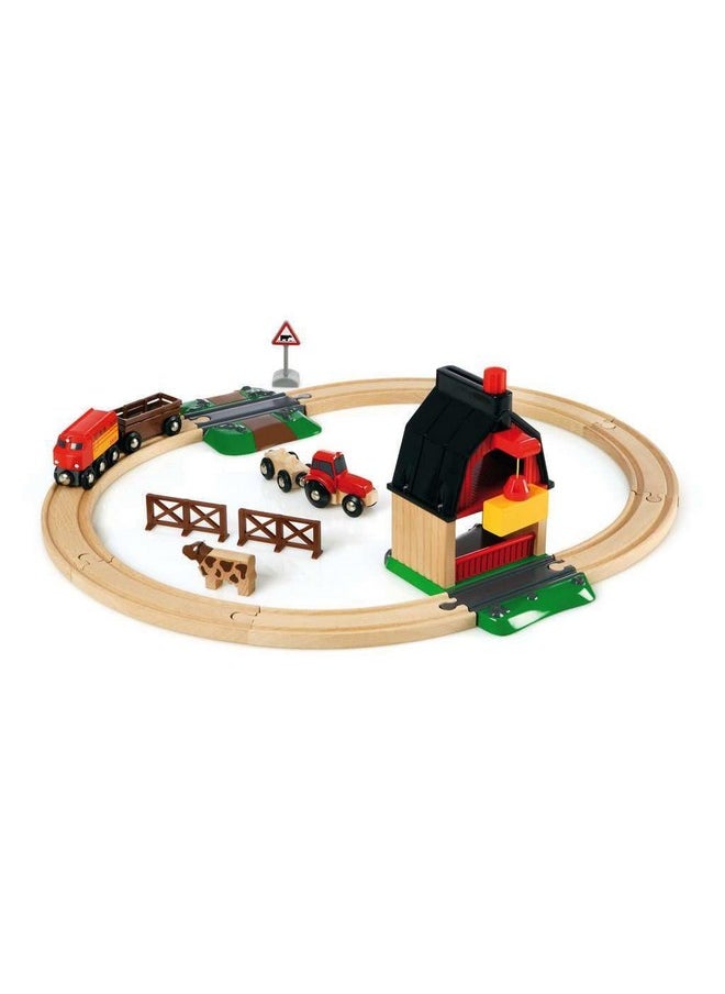 BRIO 33719 Farm Railway Playset - Interactive Toy Train Set for Kids | FSC-Certified Wood | Expandable Tracks | Promotes Skill Development